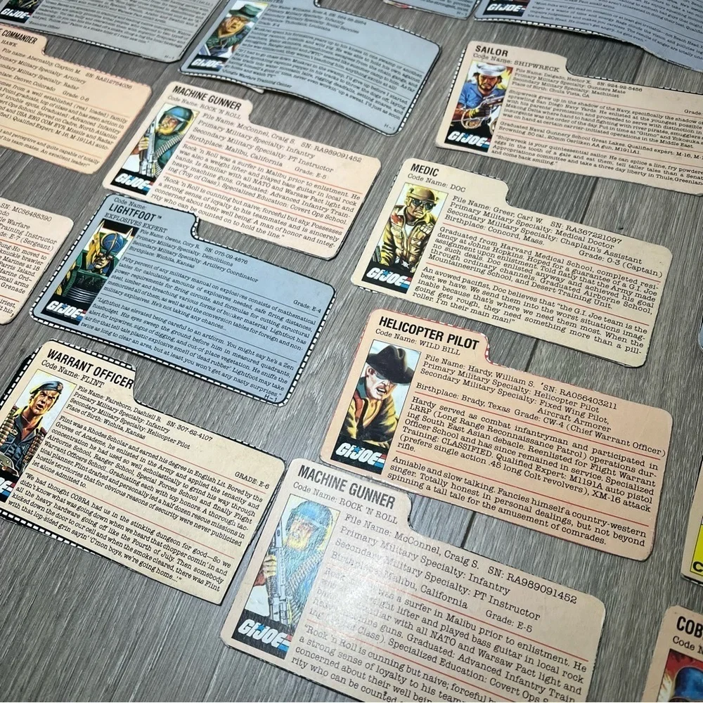 Vintage GI Joe And cobra File Cards Lot Of 24 Original